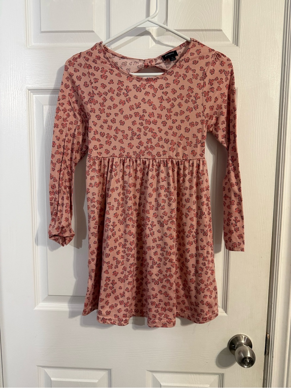 Girls Pink Floral Long-Sleeve Casual Dress